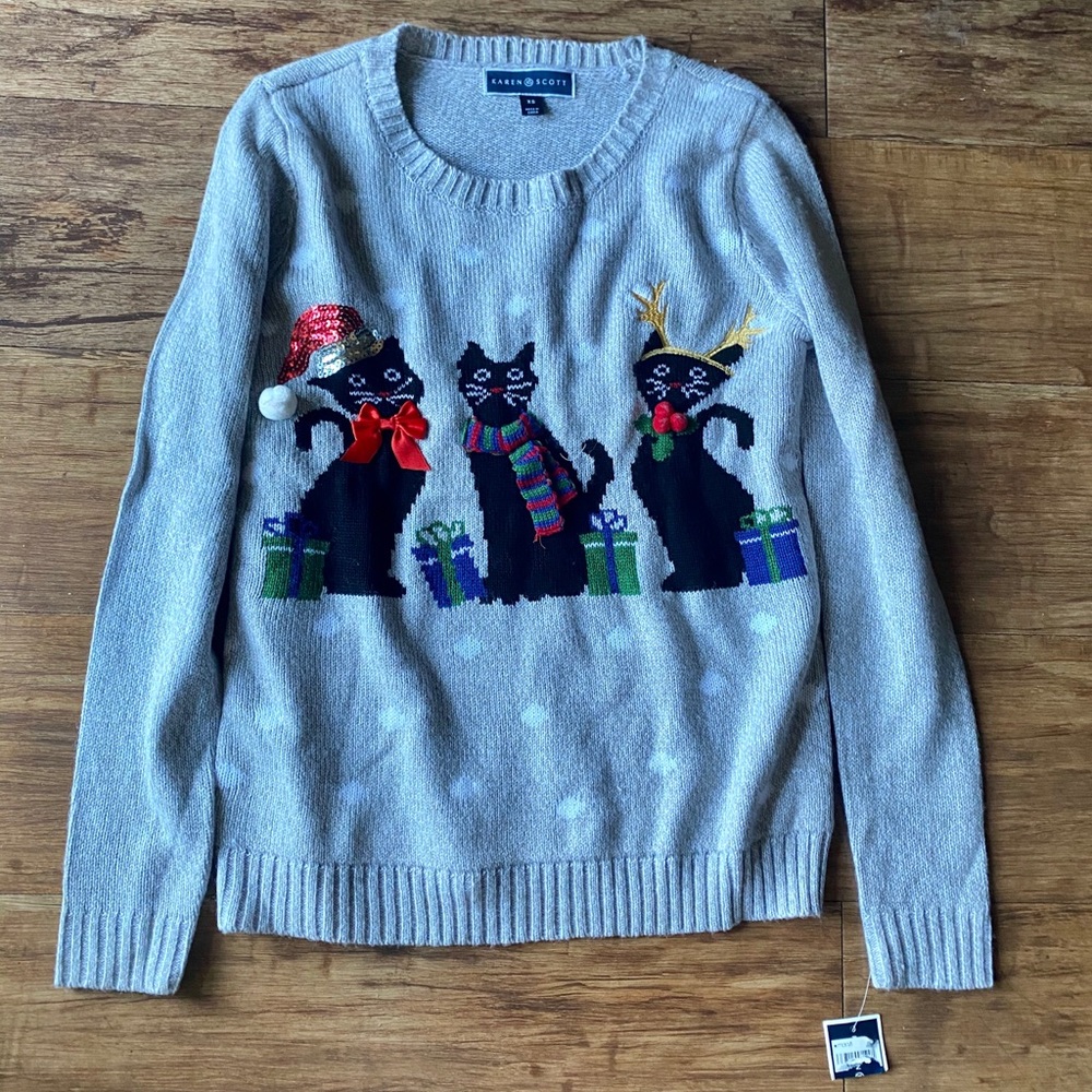 NWT Christmas Cat Sweater (XS)